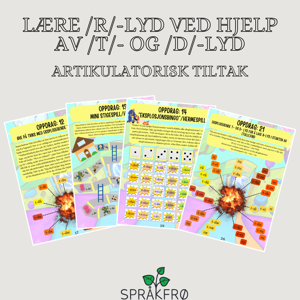 Språklydspill (P.O.P.T): R-lyd vs. J-lyd-arbeidshefte med superhelttema