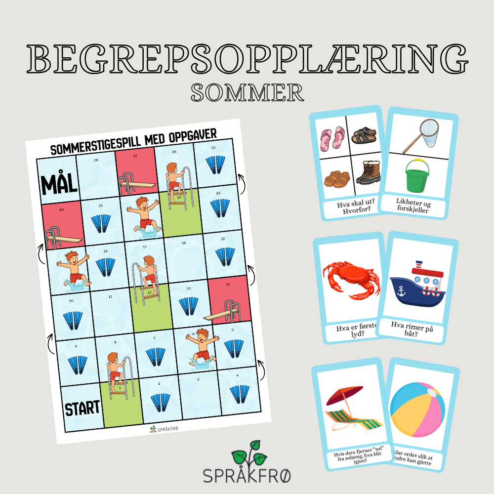 Språkspill: Begrepsopplæring med temaet sommer