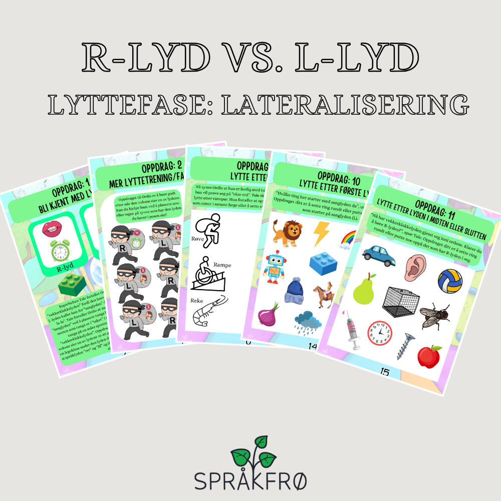 Språklydspill (P.O.P.T): lateralisering av /R/-lyd-pakke med superhelttema