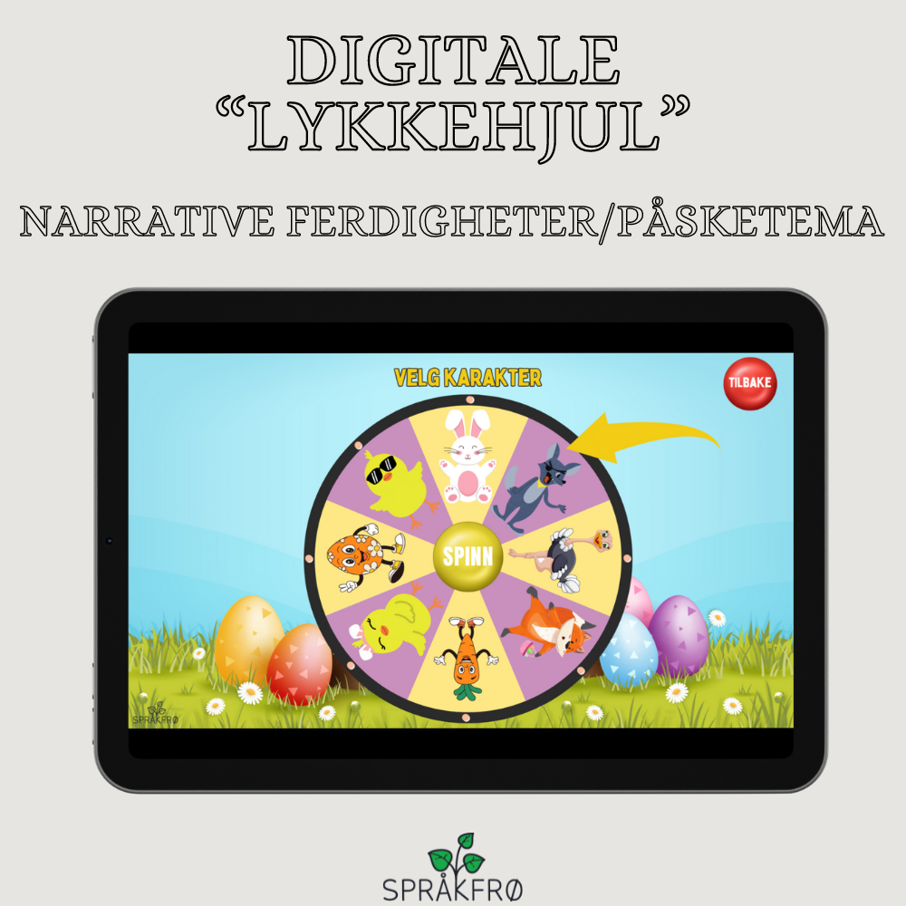 Digitale "lykkehjul" (narrative ferdigheter: dikte påskefortellinger)