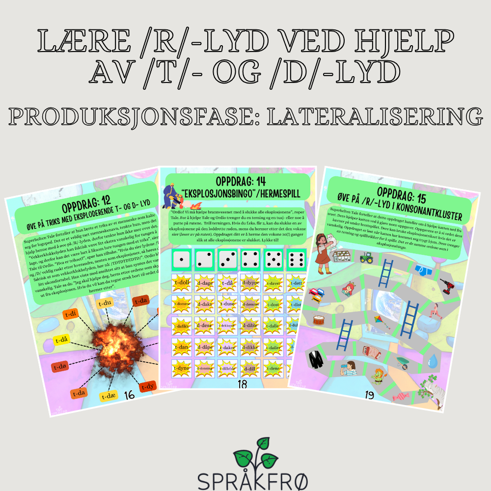 Språklydspill (P.O.P.T): lateralisering av /R/-lyd-pakke med superhelttema