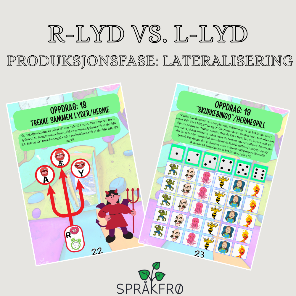 Språklydspill (P.O.P.T): lateralisering av /R/-lyd-pakke med superhelttema