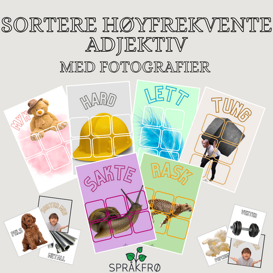 Sortere: høyfrekevente adjektiv med fotografier