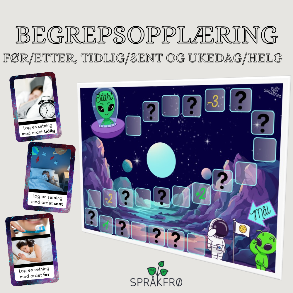 Språkspill: Begrepsopplæring (før/etter, tidlig/sent og ukedag/helg)