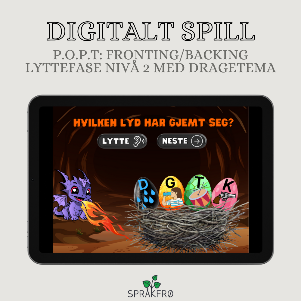 Digitalt språklydspill (P.O.P.T): Lyttefase - fronting/backing (korte nonord/stavelser)