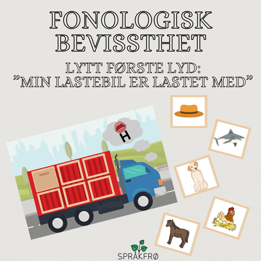 Fonologisk bevissthet: lytt første lyd ved bruk av "min lastebil er lastet med"
