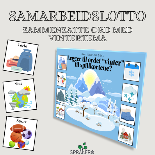 Samarbeidslotto/sammensatte ord med vintertema (morfologisk bevissthet)