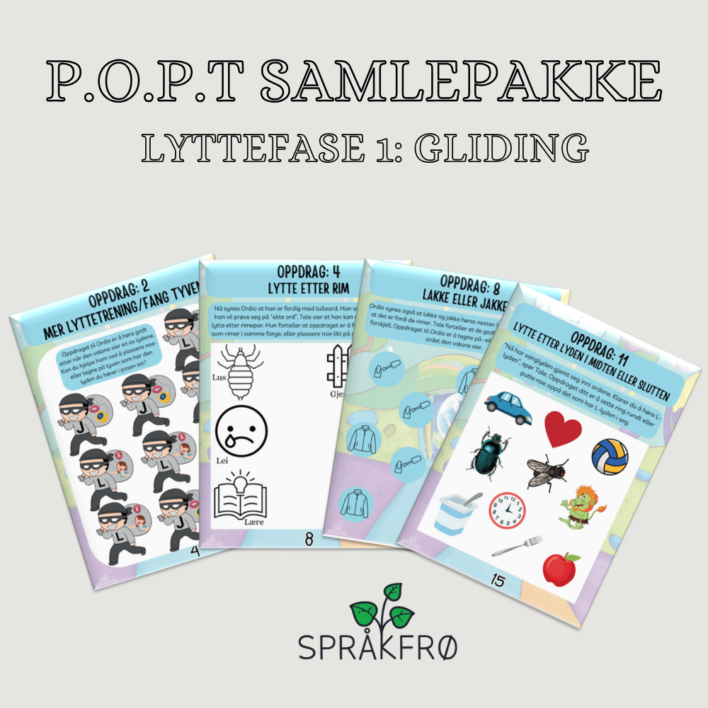 Språklydspill (P.O.P.T): gliding-pakke med superhelttema