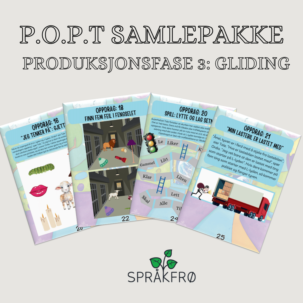 Språklydspill (P.O.P.T): gliding-pakke med superhelttema