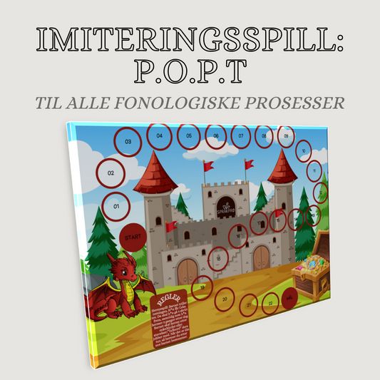 Språklydspill (P.O.P.T): imiteringsspill til alle fonologiske prosesser (dragetema)