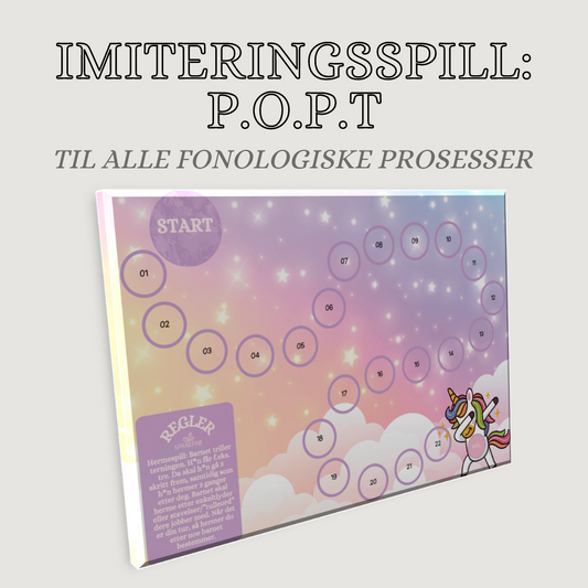 Språklydspill (P.O.P.T): imiteringsspill til alle fonologiske prosesser (enhjørningstema)