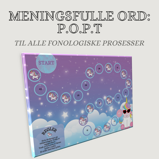 Språklydspill (P.O.P.T): brettspill til produksjonsfasen (enhjørningstema)